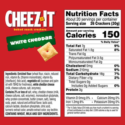 Cheez-It Cheese Crackers Baked Snack White Cheddar - 21 Oz - Image 3