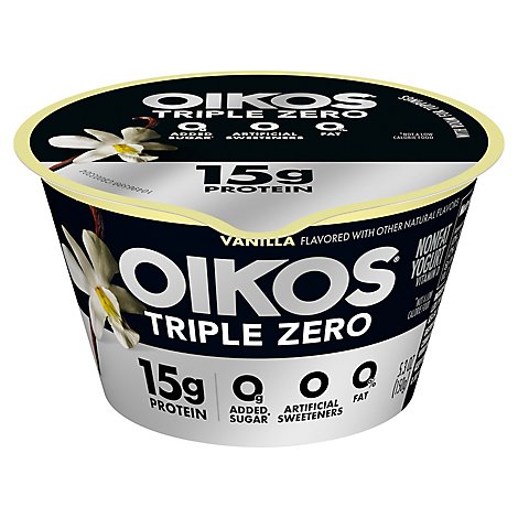 Oikos Triple Zero Greek Yogurt Blended Nonfat Vanilla - 5.3 Oz