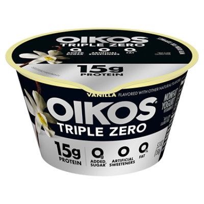Oikos Triple Zero Greek Yogurt Blended Nonfat Vanilla - 5.3 Oz
