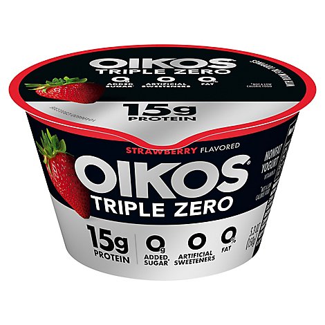 Oikos Triple Zero Greek Yogurt Blended Nonfat Strawberry - 5.3 Oz
