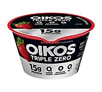 Oikos Triple Zero Greek Yogurt Blended Nonfat Strawberry - 5.3 Oz