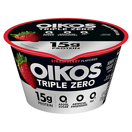 Oikos Triple Zero Greek Yogurt Blended Nonfat Strawberry - 5.3 Oz - Image 1