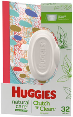 Huggies Natural Care Clutch N Clean Unscented Sensitive Baby Wipes Travel Pouch - 32 Count