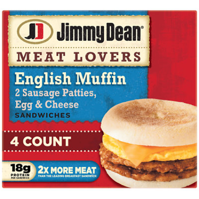 Jimmy Dean Meat Lovers English Muffin Sandwiches 4 Count - Image 1