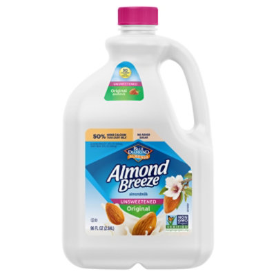 Blue Diamond Almonds Almond Breeze Milk Original Unsweetened - 96 Fl. Oz.