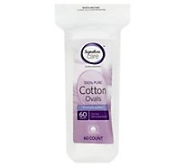 Signature Care Cotton Ovals 100% Pure Premium Quilted - 60 Count