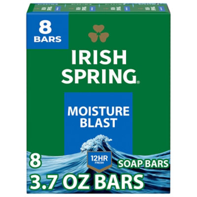 Irish Spring Deodorant Soap Bars Moisture Blast With Hydrobeads - 8-3.75 Oz