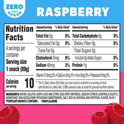 Jell-O Raspberry Artificially Flavored Zero Sugar Ready-to-Eat Gelatin Snack - 4 Count - Image 2