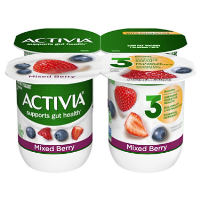 Activia Low Fat Probiotic Mixed Berry Yogurt Multipack - 4-4 Oz