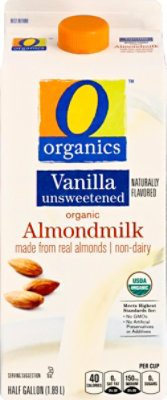 O Organics Organic Almondmilk Unsweetened Vanilla -Half Gallon - Image 2