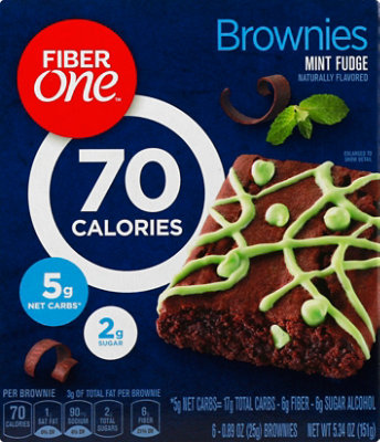 Fiber One Brownies 90 Calories Mint Fudge - 6-0.89 Oz - Image 2