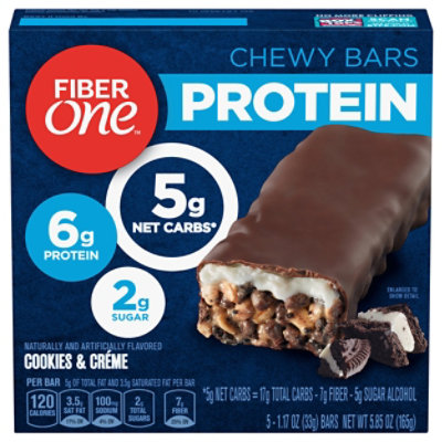 Fiber One Protein Chewy Bars Cookies & Creme - 5-1.17 Oz
