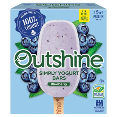 Outshine Frozen Yogurt Bars Simply Yogurt Blueberry 4 Count 10.2 Fl