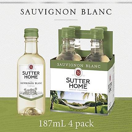 Sutter Home Sauvignon Blanc White Wine Bottles Pack - 4-187 Ml - Image 1