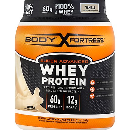 Body Fortress Whey Protein Super Advanced Vanilla - 32 Oz - Image 2