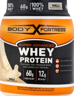 Body Fortress Whey Protein Super Advanced Vanilla - 32 Oz - Image 2