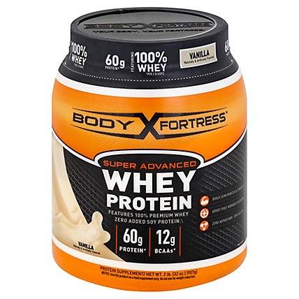 Body Fortress Whey Protein Super Advanced Vanilla - 32 Oz - Image 1