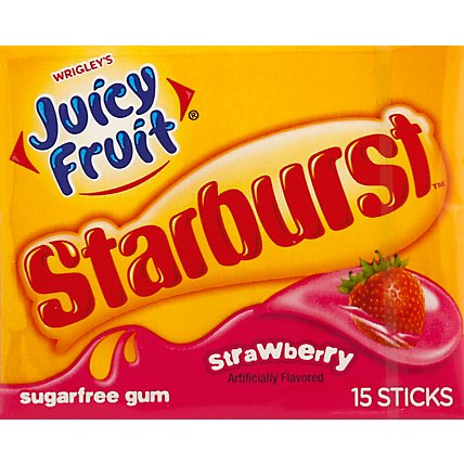 Juicy Fruit Starburst Strawberry Sugarfree Gum Single Pack - Image 2