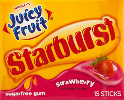 Juicy Fruit Starburst Strawberry Sugarfree Gum Single Pack - Image 2
