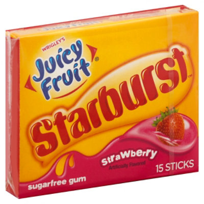 Juicy Fruit Starburst Strawberry Sugarfree Gum Single Pack - Image 1