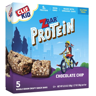 CLIF Kid Zbar Protein Chocolate Chip Crispy Snack Bars - 5-1.27 Oz - Image 1