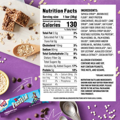 CLIF Kid Zbar Protein Chocolate Chip Crispy Snack Bars - 5-1.27 Oz - Image 4