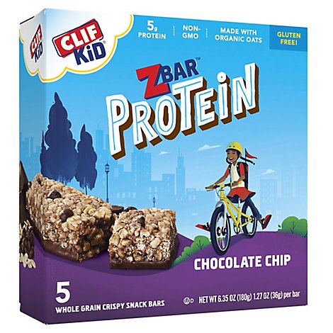 CLIF Kid ZBar Organic Protein Bar Chocolate Chip - 5-1.27 Oz
