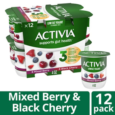 Activia Low Fat Probiotic Black Cherry And Mixed Berry Variety Pack Yogurt - 12-4 Oz - Image 2