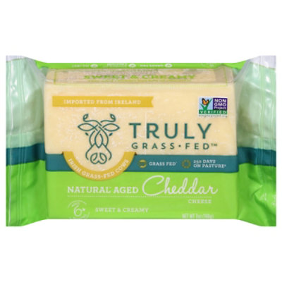 Truly Grass Fed Cheddar Cheese Wedge - 7 oz - Image 1