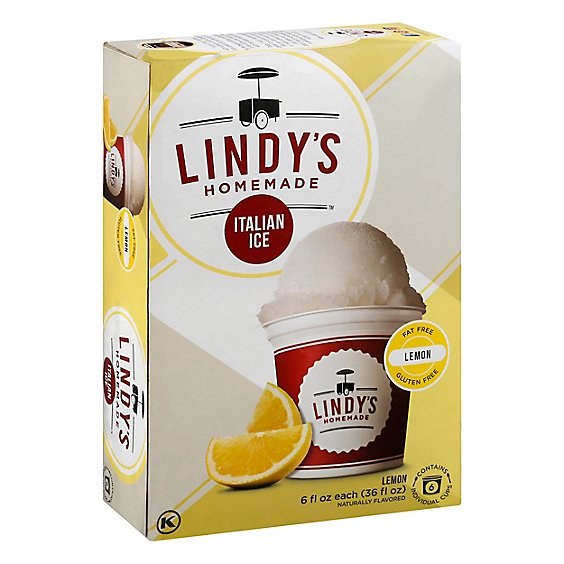 Lyndys Homemade Italian Ice Fat Free Gluten Free Lemon - 6 Fl. Oz.