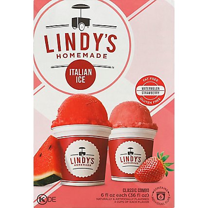 Lyndys Homemade Italian Ice Fat Free Gluten Free Watermelon & Strawberry - 6 Fl. Oz. - Image 2