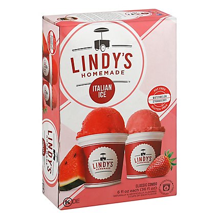 Lyndys Homemade Italian Ice Fat Free Gluten Free Watermelon & Strawberry - 6 Fl. Oz. - Image 1