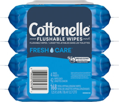 Cottonelle Fresh Care Flushable Wet Wipes 4 Flip-Top Packs with 42 Wipes Per Pack - Image 8