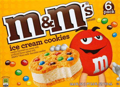 SサイズICECREAMセット⑥ M&Ms Ice Cream Cookie Vanilla Flavored Ice Cream 6 Pack - 24 Fl