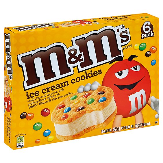 M&Ms Ice Cream Cookie Vanilla Flavored Ice Cream 6 Pack - 24 Fl. Oz.