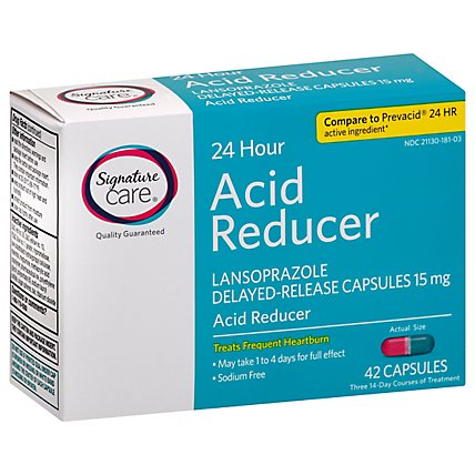 Signature Care Acid Reducer 24 Hour Lansoprazole Delayed Release 15mg Capsule - 42 Count - Image 1