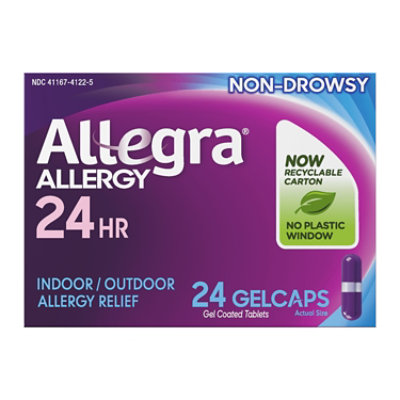 Allegra Allergy Antihistamine Gelcaps 12 Hour 60mg Non-Drowsy - 24 Count - Image 1