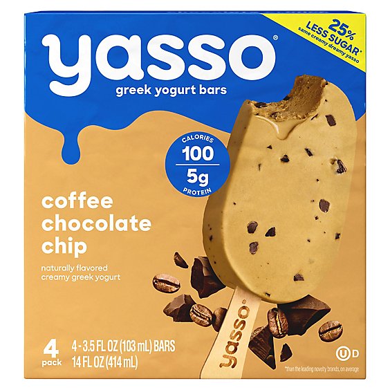Yasso Yogurt Bars Frozen Greek Coffee Chocolate Chip - 4-3.5 Fl. Oz.