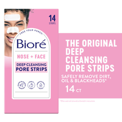 Biore Nose And Face Deep Cleansing Pore Strips 7 Nose And 7 Face Blackhead Remover - 14 Count