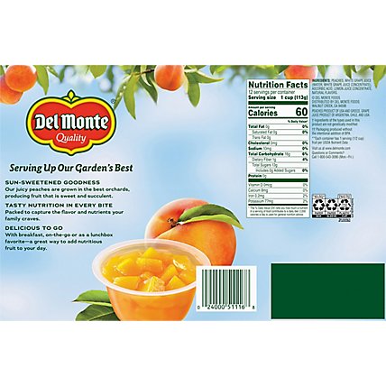 Del Monte Fruit Cup Snacks Peaches Diced Family Pack Cups - 12-4 Oz - Image 6