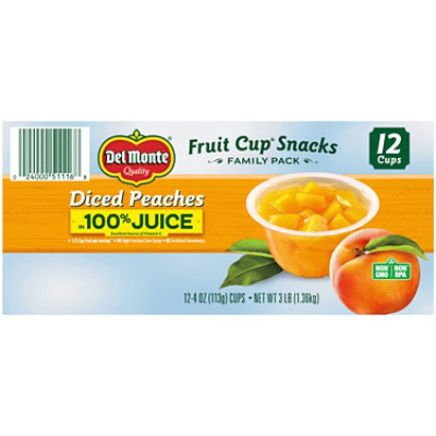 Del Monte Fruit Cup Snacks Peaches Diced Family Pack Cups - 12-4 Oz - Image 3