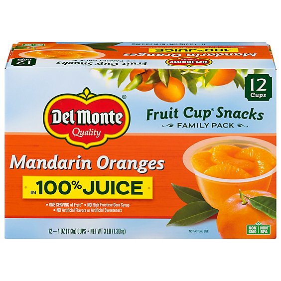 Del Monte Mandarin Oranges Fruit Cup Family Cups - 12-4 Oz