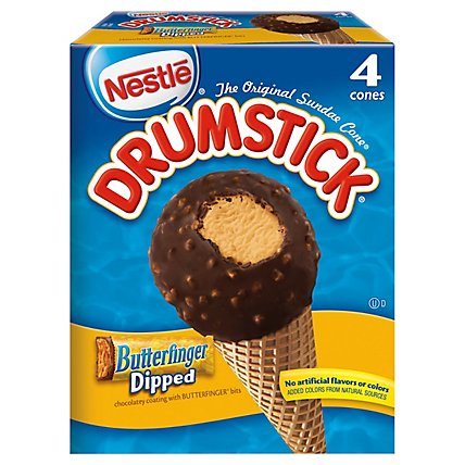Drumstick Frozen Dairy Dessert Cones Butterfinger Dipped Variety 4 Count - 18.1 Fl. Oz. - Image 1