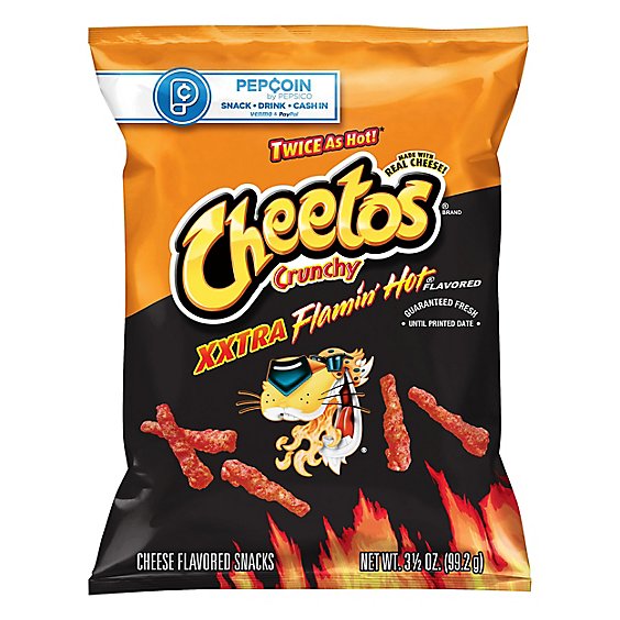 CHEETOS Snacks Cheese Flavored Crunchy XXTRA Flamin Hot - 3.5 Oz