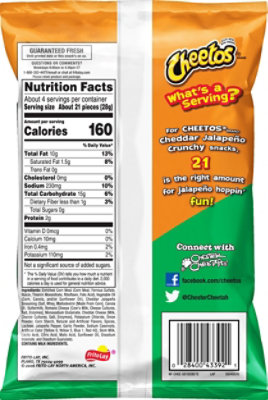 CHEETOS Snacks Cheese Flavored Crunchy Cheddar Jalapeno - 3.5 Oz - Image 6