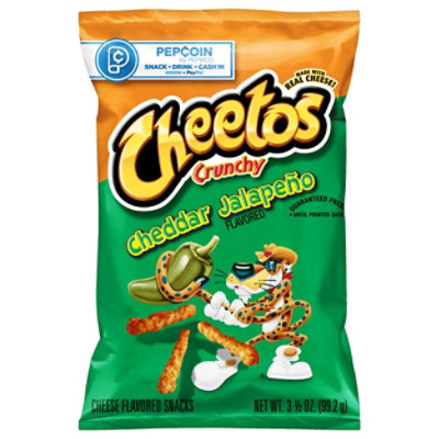 CHEETOS Snacks Cheese Flavored Crunchy Cheddar Jalapeno - 3.5 Oz