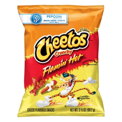 Frito-Lay Cheetos Crunchy Hot, Flamin' Hot Cheese Puffs, Pack of 32, 2.75  oz, Gluten Free at