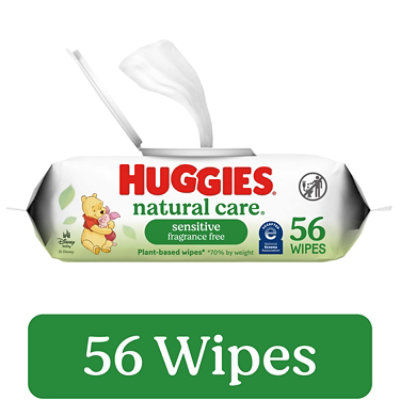 Huggies Natural Care Unscented Sensitive Baby Wipes Flip-Top Pack 56 Wipes Total - Each