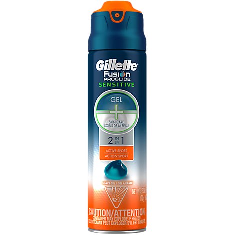 Gillette Fusion Proglide Sensitive Shave Gel 2 in 1 Active Sport - 6 Oz