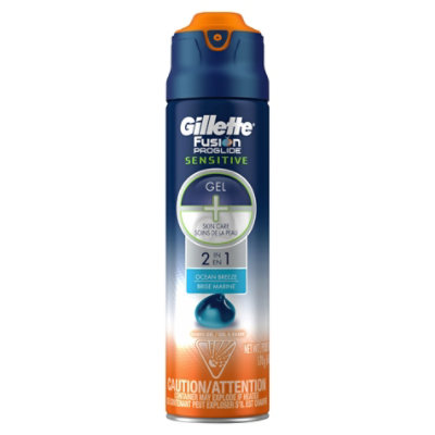 Gillette Fusion Proglide Sensitive Shave Gel 2 in 1 Ocean Breeze - 6 Oz